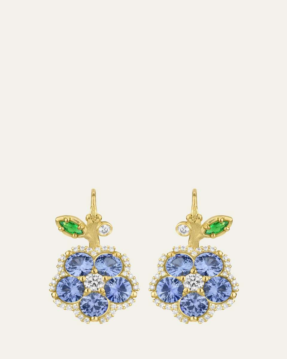 Wild Child 18K Yellow Gold Diamond, Sapphire, and Tsavorite on Wire Earrings